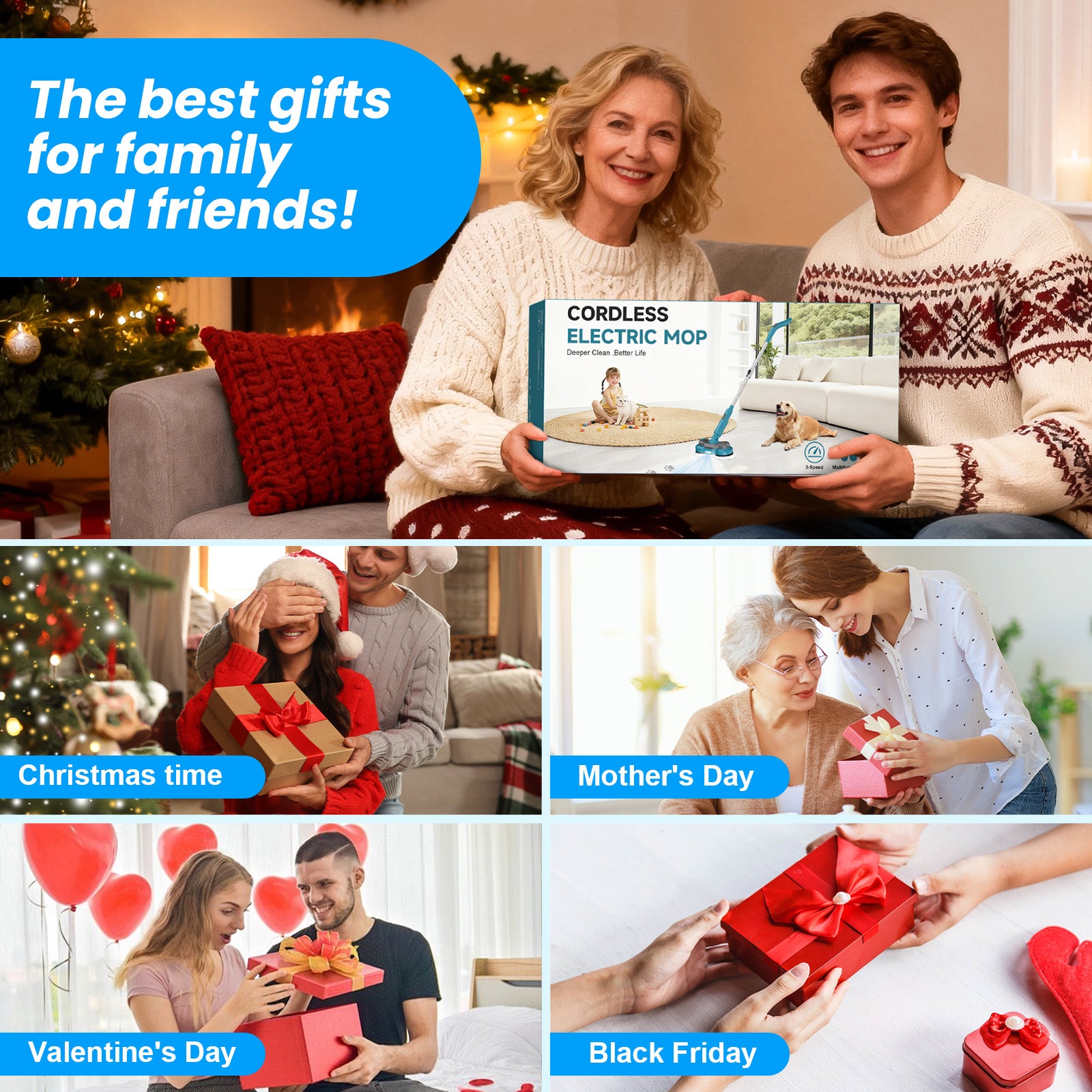 Amiluo Cordless Electric Mop, Dual-Motor Power Spin Mop for Floor Cleaning with 5000 mAh Battery, Water Spray, LED Headlights & Smart Display, Self-Propelled for Multi-Surface, M1