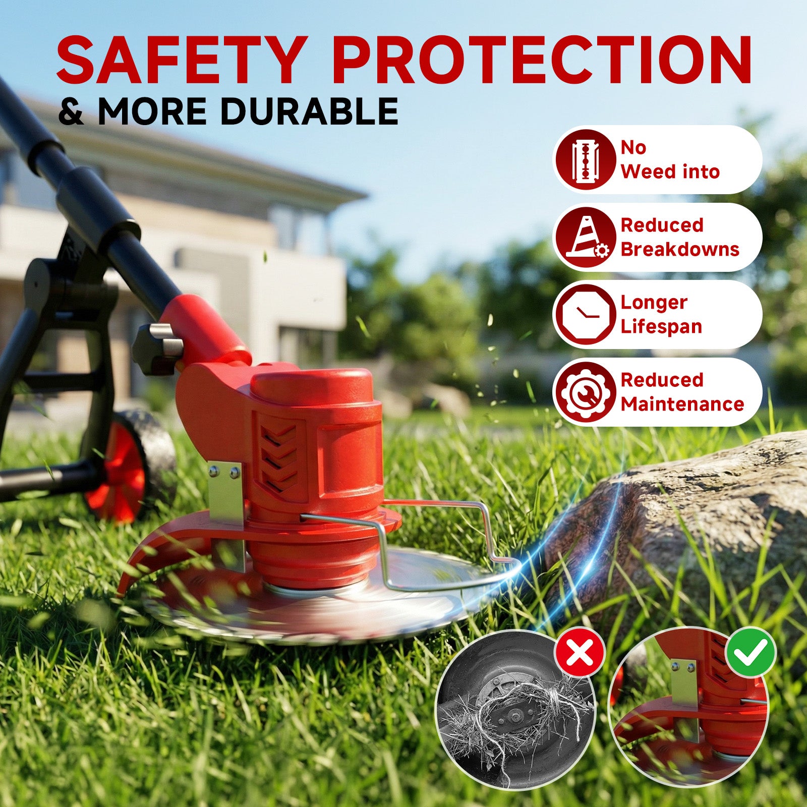 Tanbaby 6 inch Weed Eaters Cordless with Wheels, 3-in-1 Battery Powered Grass Trimmer & String Trimmer/Brush Cutter, Lawn Mower Edger Lawn Tool for Garden Yard