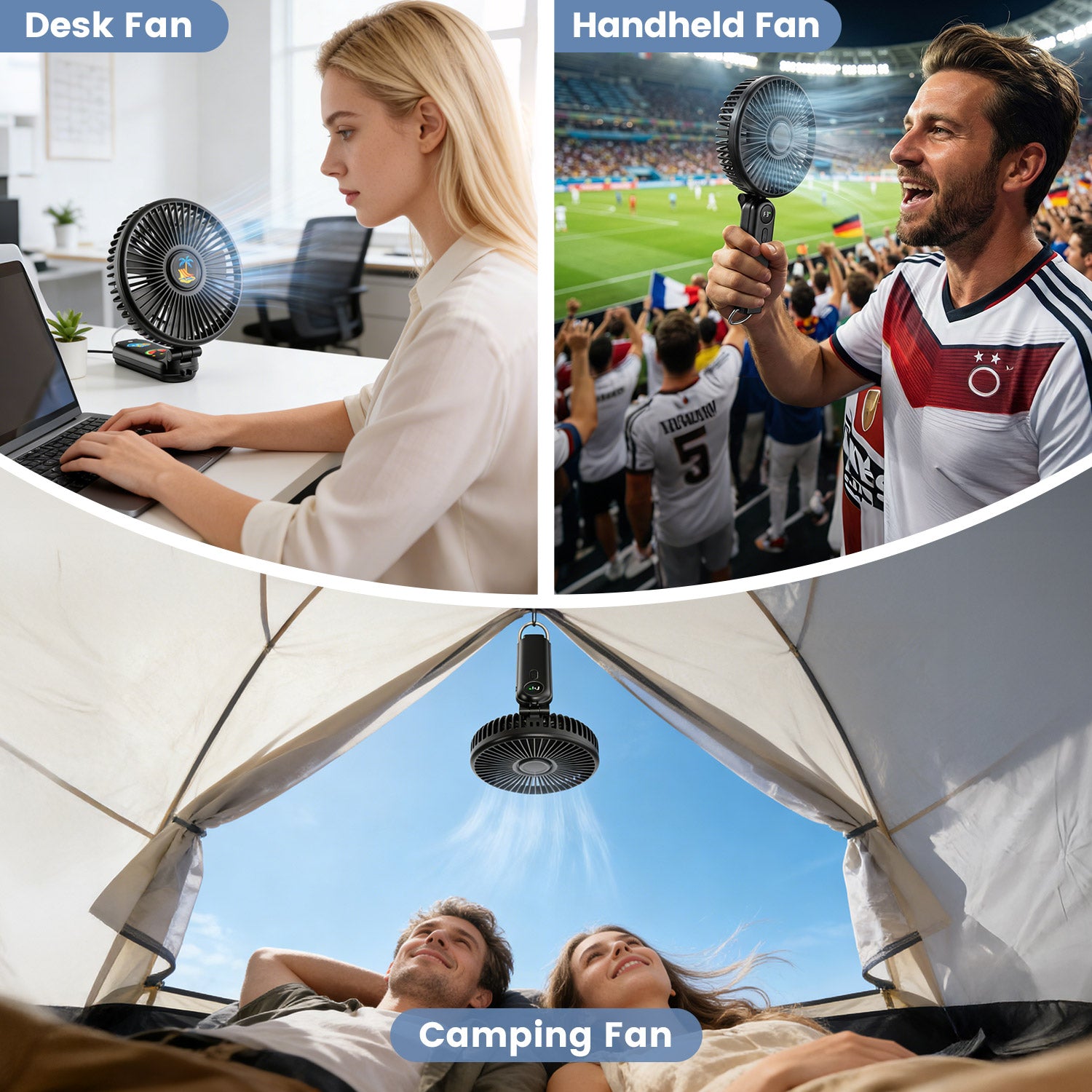 Lemolifys 6 inch Handheld Fan, 5 Speed Personal Fan with 4000 mAh Battery, Strong Airflow, 5-24H Working Time for Travel Outdoor Office Household, Gift for Women, Men - Black
