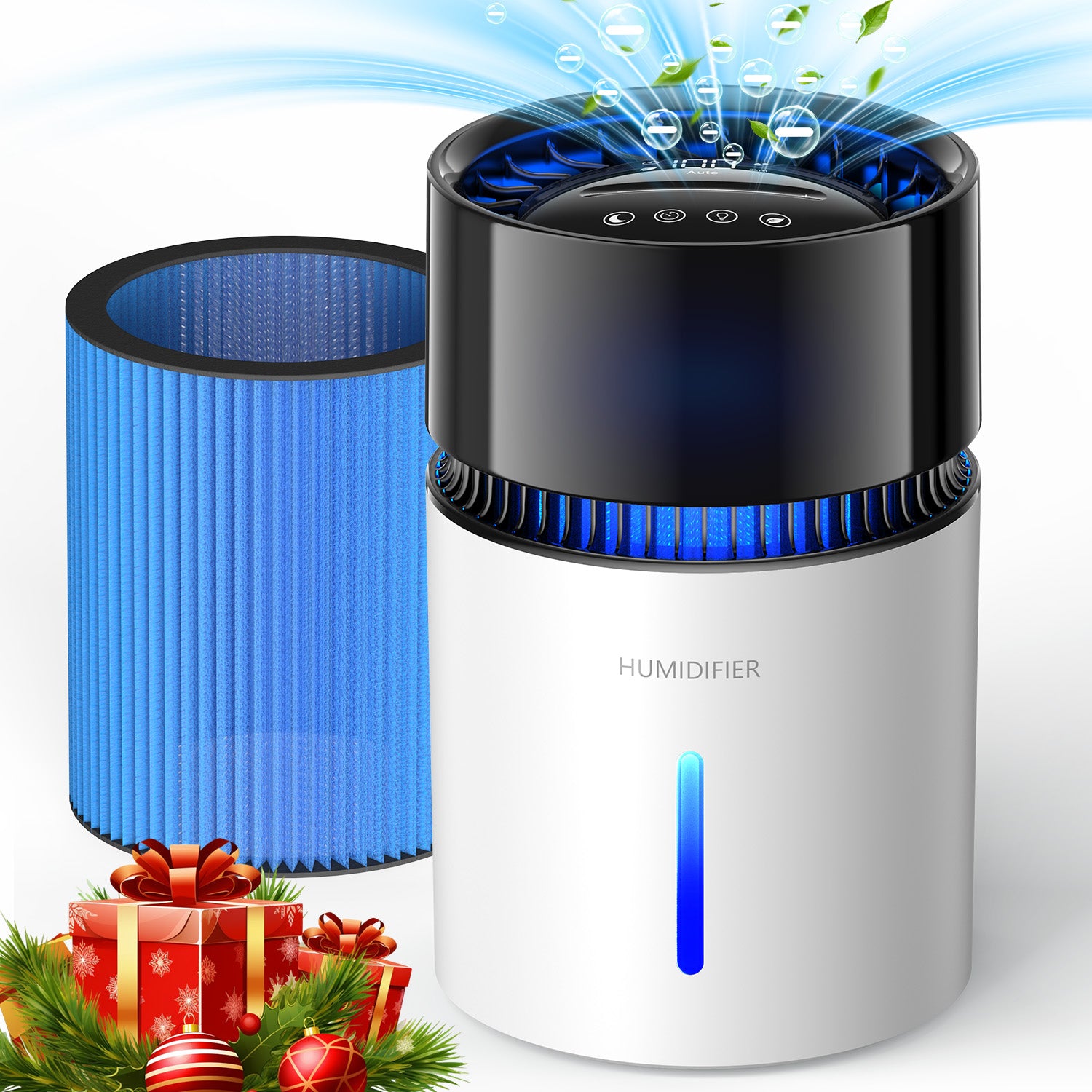 Fimilo 3L Evaporative Humidifier with Filter, Smart Cool Fogless Humidifier, Stepless Speed & 1-8H Timer, Ultra Quiet Sleep Mode, Up to 270 sqft for Office & Small Room