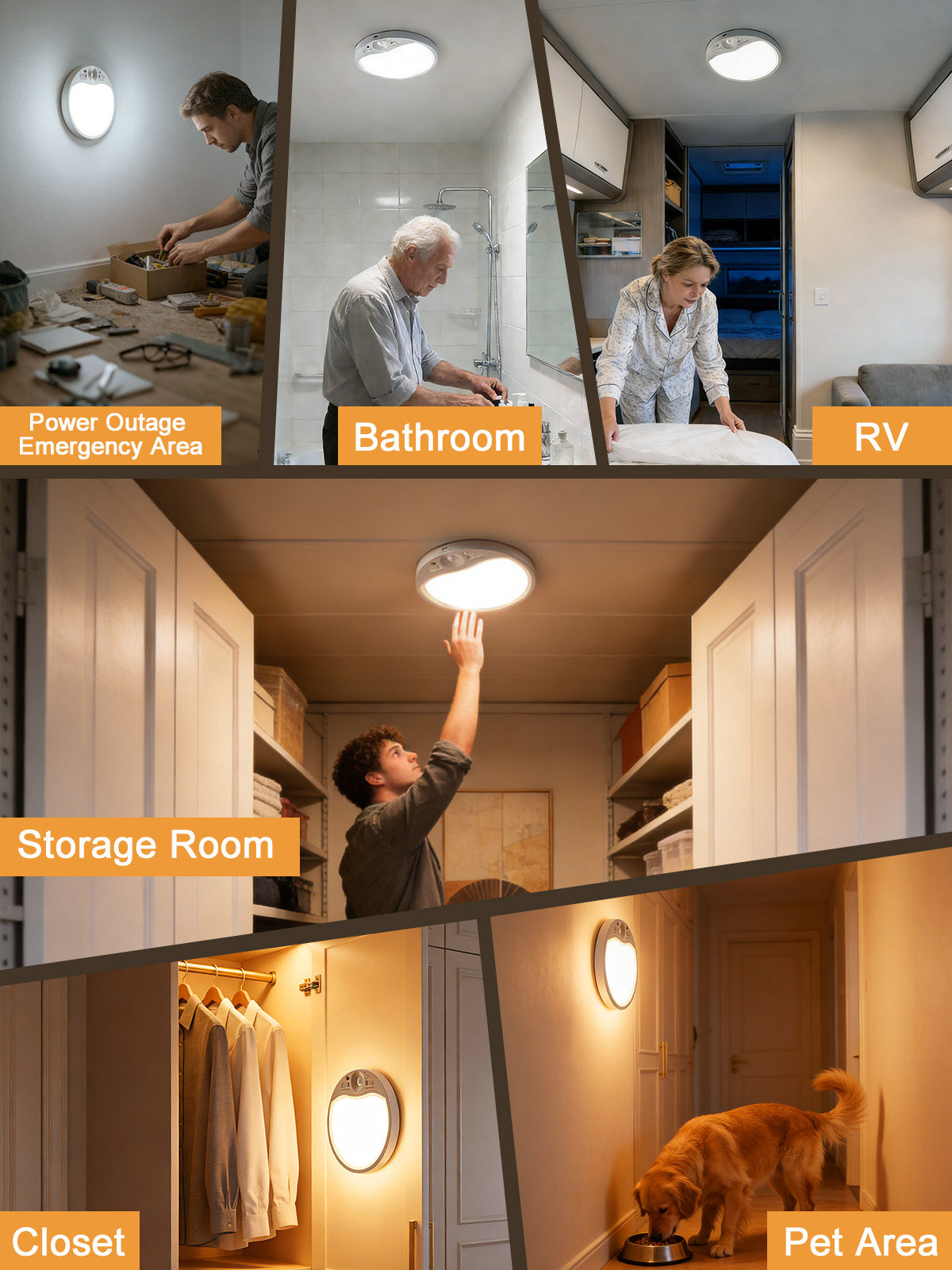 Yannovus 8000mAh Motion Sensor Ceiling Light Indoor with Remote, 3-Color Magnetic Battery Operated Lights, 7'' Super Slim Ceiling Light Adjustable Motion Timer 30s/60s/120s for Closet Shower (2Pack)