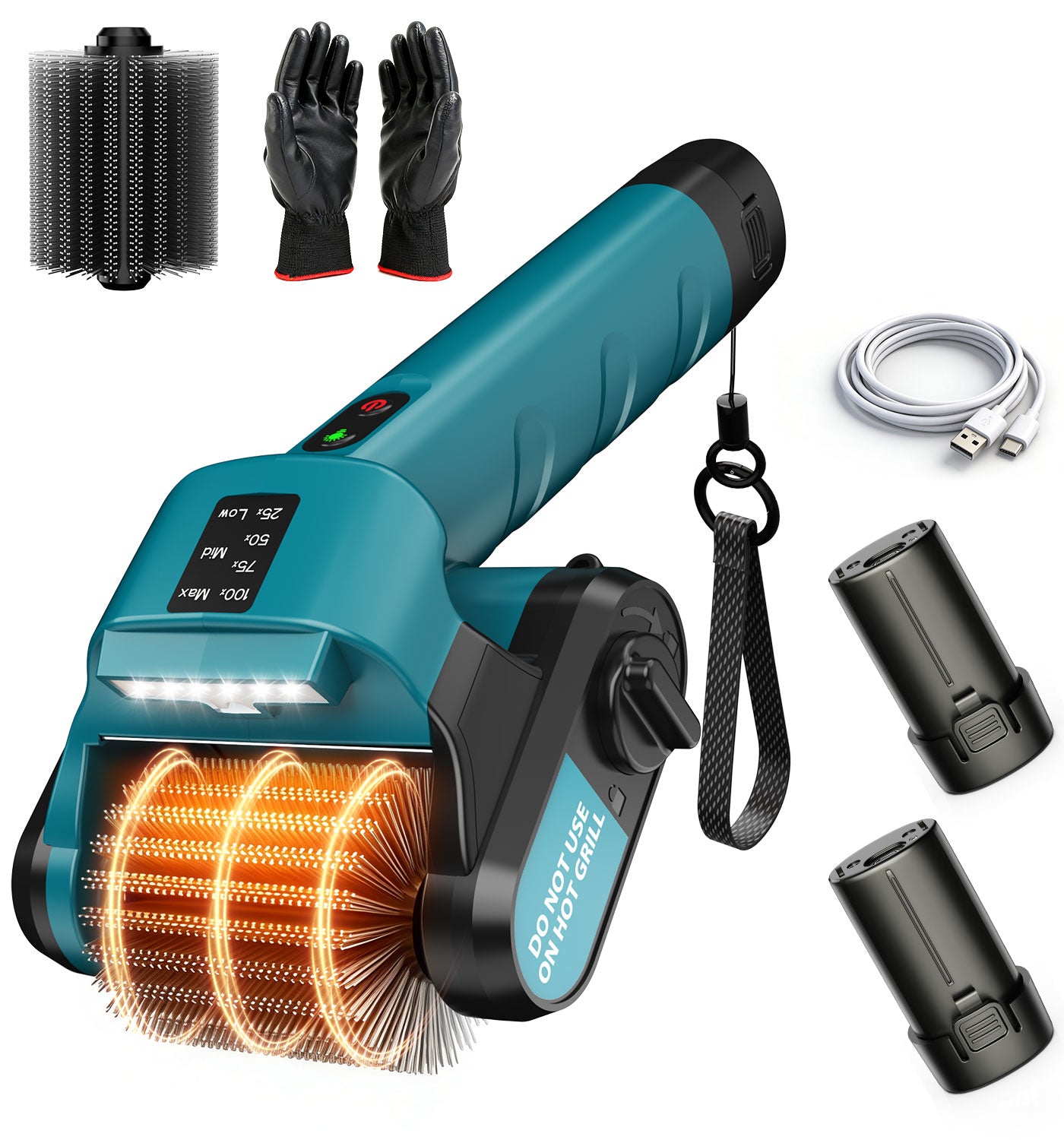 Tanbaby Electric Grill Brush, Grill Cleaner with LED Light & Brushless Motor, Cleaning Brush with Replacement Bristles, for Outdoor BBQ Grill Grate, Gifts for Men/Dad