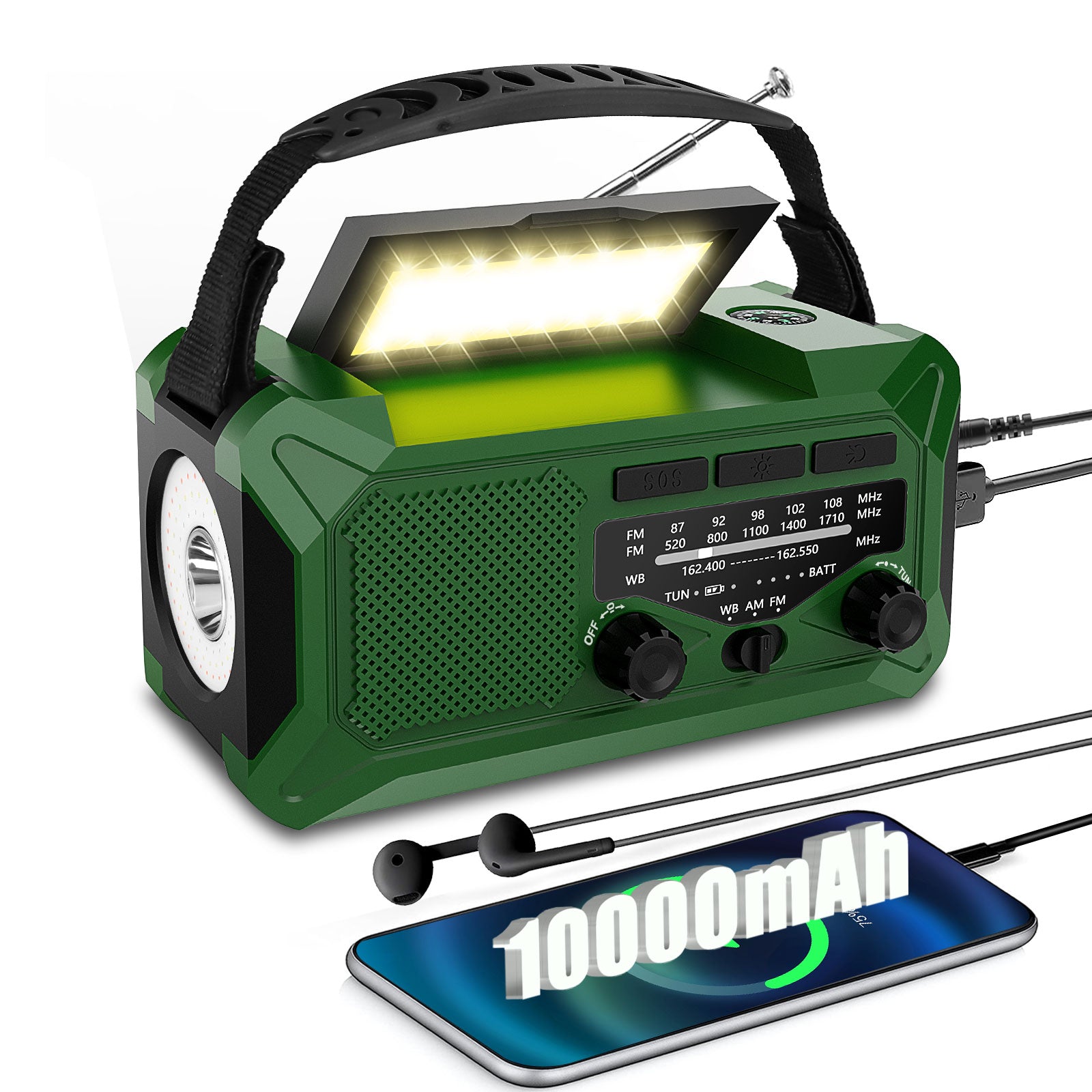 camping fm Fovendi 10000mAh Hand Crank Radio,Emergency Radio,Solar Radio,NOAA/AM/FM Weather Radio,USB Type-C Charging Radios Portable with LED Reading