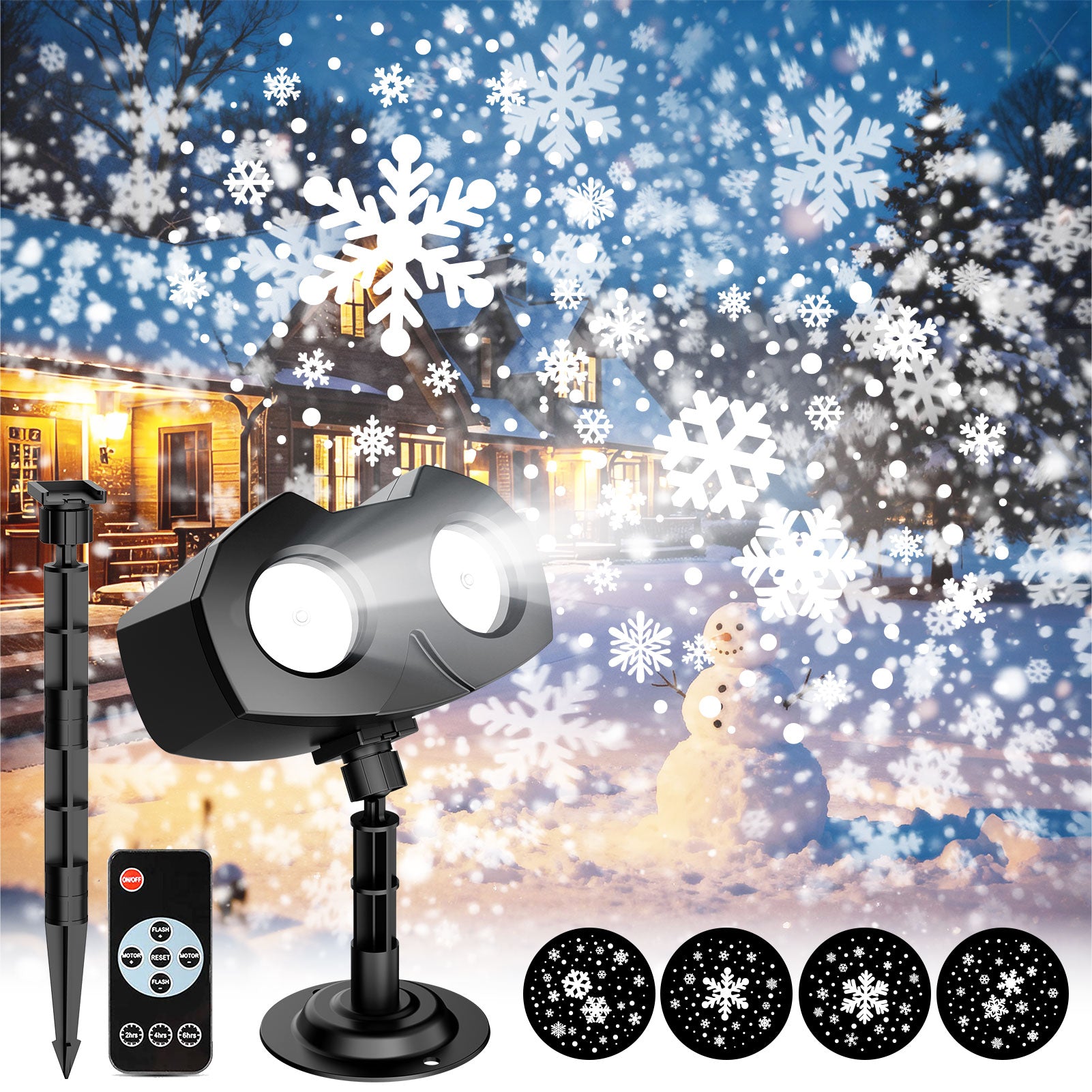 Snowflake Projector Lights, Tanbaby LED Snowfall Projector, Remote Control Timing IP65 Waterproof, Snowflakes Landscape Light for Xmas Holiday Party Decorations ﻿