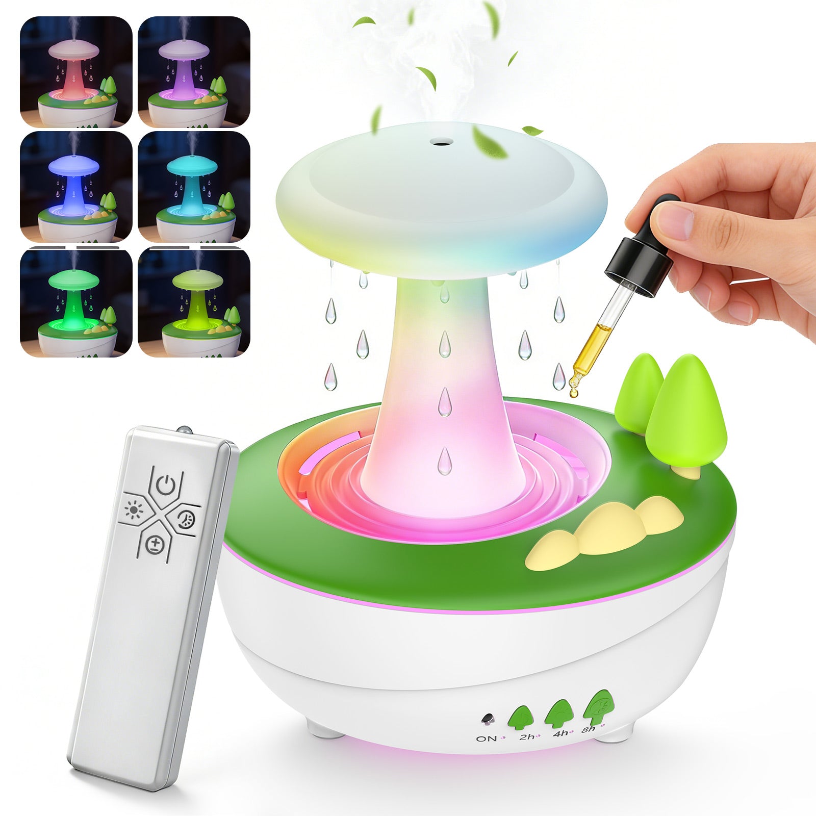 Fimilo Raindrop Aroma Diffuser 280ml with Soothing Mist & Water Droplet, Essential Oil Diffuser with 7-Color LED, Cool Mist Humidifier with White Noise for Home Office Bedroom Gift