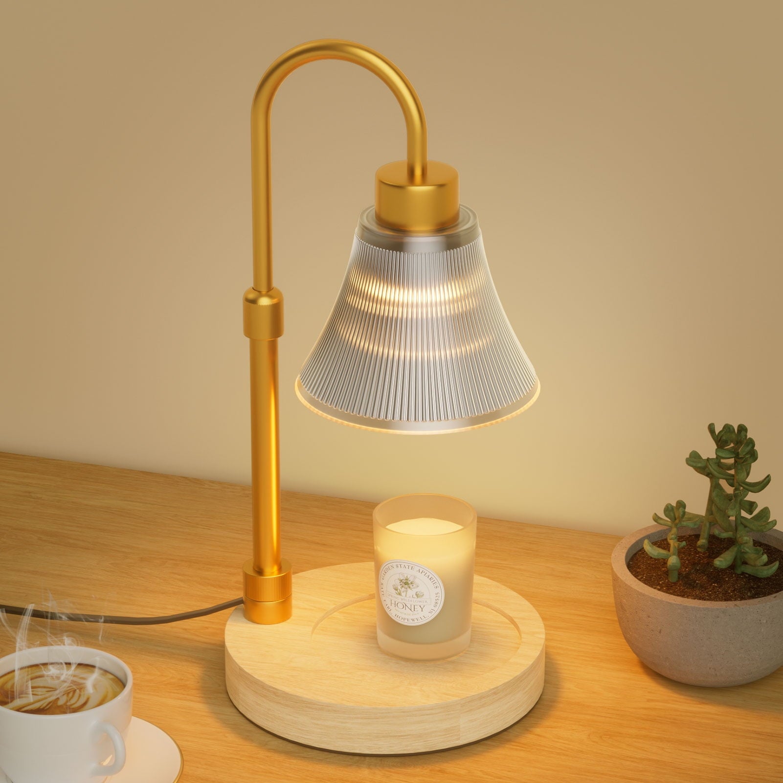 Candle Warmer Lamp, Adjustable Height Candle Warmer, Timer, Dimmable, Home Decor, Wax Melts Warmer for Jar Candles with 2 Bulbs, Gifts for Mom