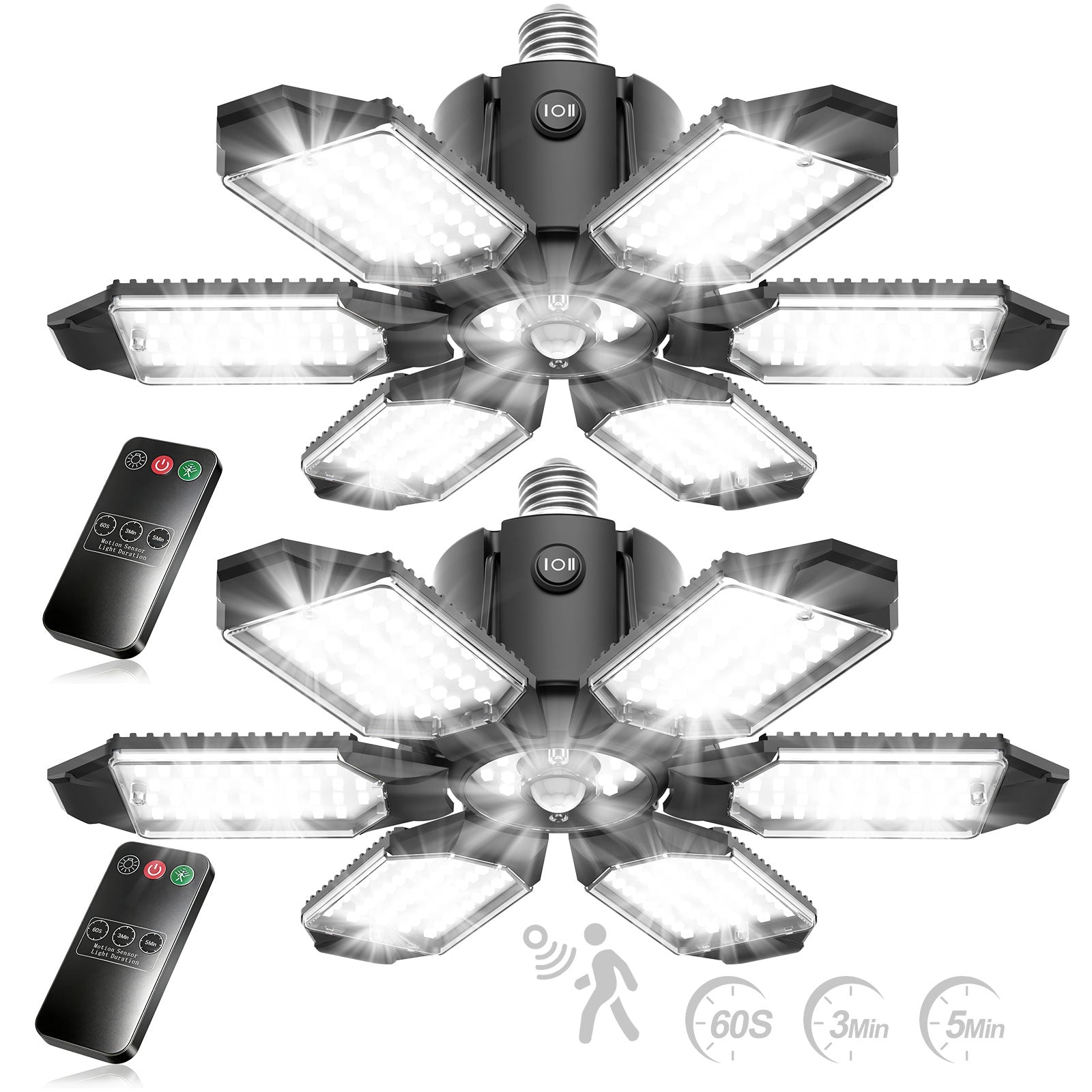 Yannovus Motion Sensor Garage Light, 20000LM 200W Garage Lights Ceiling Led Motion Activated,Motion Light Indoor with Dusk to Dawn, E26/E27 Screw in Shop Light for Basement Barn Attic Warehouse