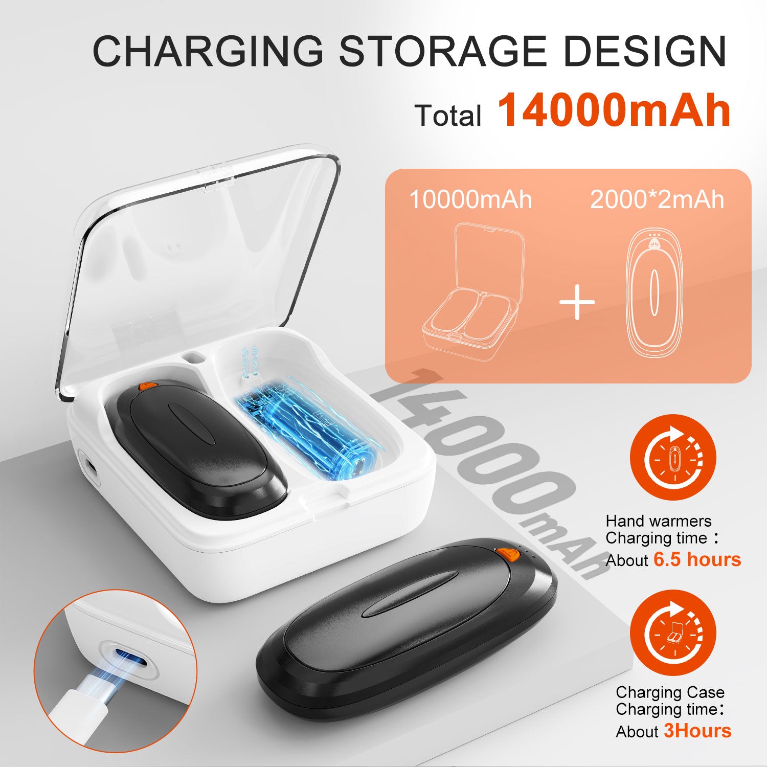 Hand Warmers Rechargeable, Innopower 14000mAh Hand Warmer 2 Pack with charging bin, Portable Heater Pocket Warmer, Electric Handwarmers, Gifts for Christmas, Outdoor, Golf, Hunting, Camping(Black)
