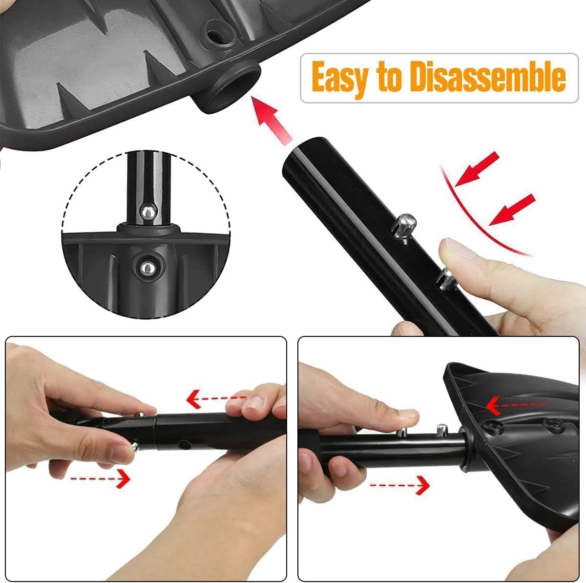 Tanbaby Snow Shovel for Driveway & Home Garage, 45 Inch Folding Snow Removal Shovel with Ergonomic D-Grip Handle, Portable Snows Shovels for Garden, Home Sidewalk, Camping and Emergencys