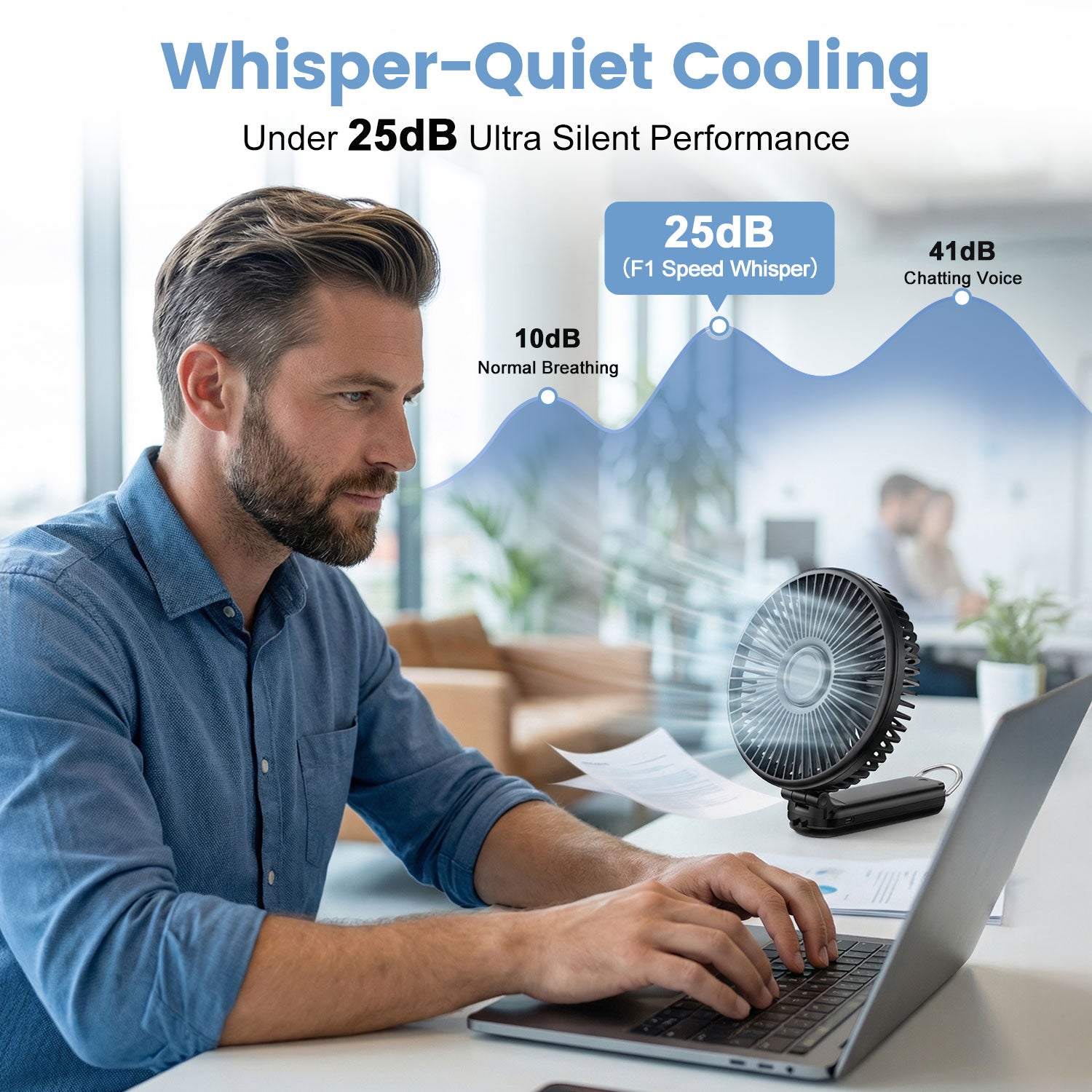 Lemolifys 6 inch Handheld Fan, 5 Speed Personal Fan with 4000 mAh Battery, Strong Airflow, 5-24H Working Time for Travel Outdoor Office Household, Gift for Women, Men - Black