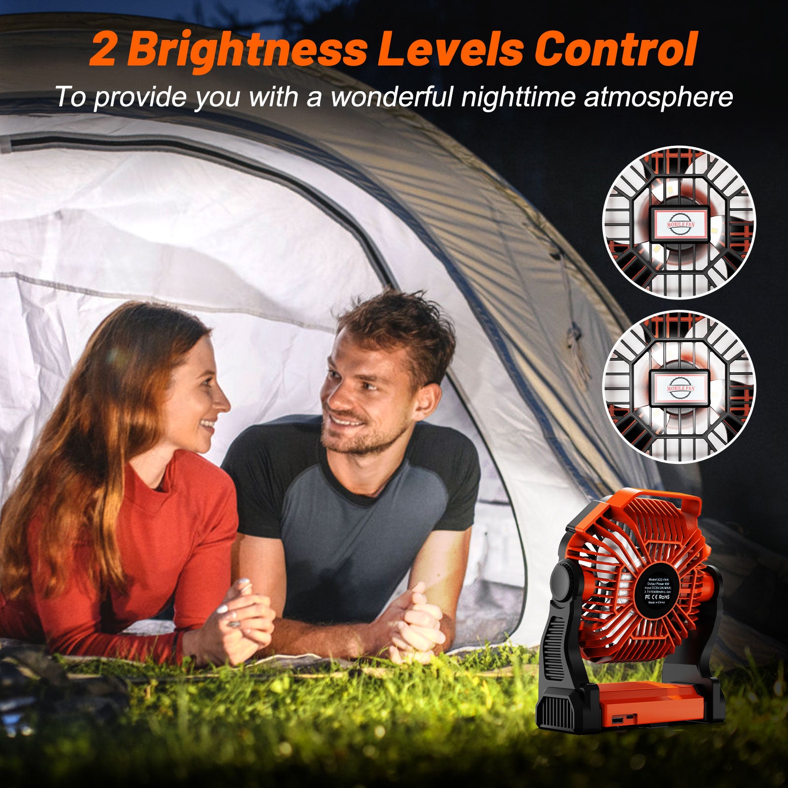 Fimilo Portable Camping Fan,5200mAh Rechargeable Battery Powered Fan with LED Lantern, USB-C Battery Operated Fans,Ultra Quiet, for Outdoor Indoor Use,Travel, Tent,Beach