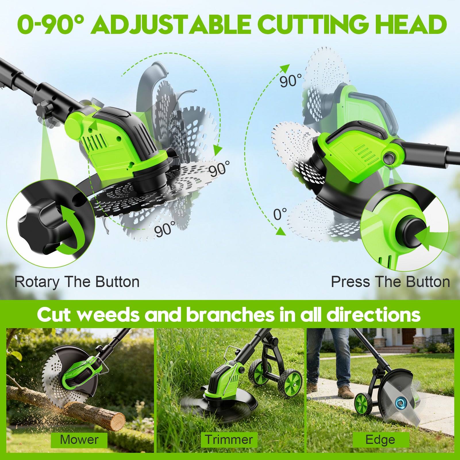 Fovendi 12-inch Electric Weed Eater, Battery Powered Weed Wacker Grass Trimmer with 2* 3.0Ah Battery and 4 Types Cutting Blades for Trimming and Edging