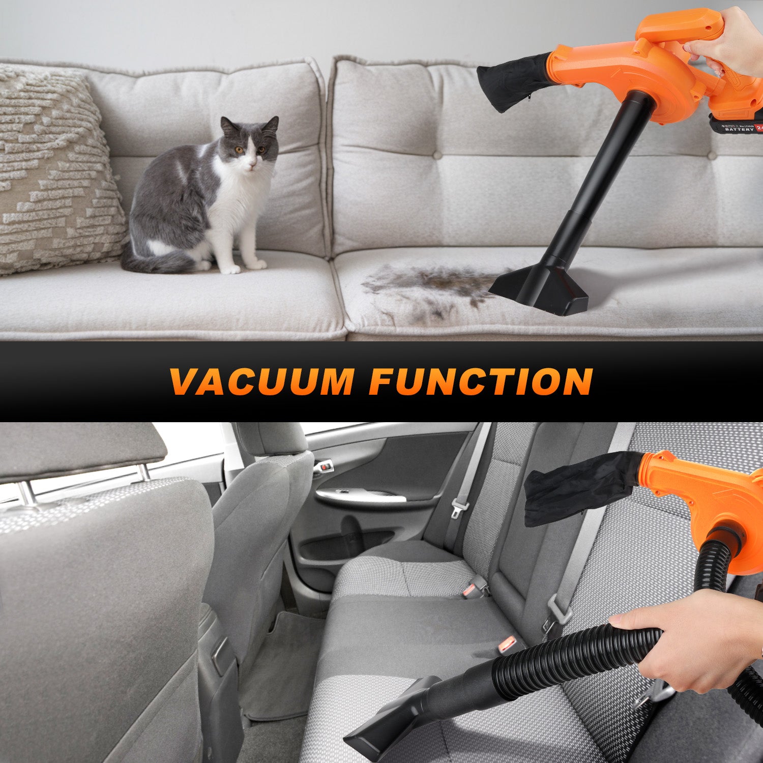 Fovendi Mini Leaf Blower Cordless with 2 Battery and Charger, 2-in-1 Handheld Electric Vacuum & Blow for Pet Hair,Crumb,Dust Cleaning