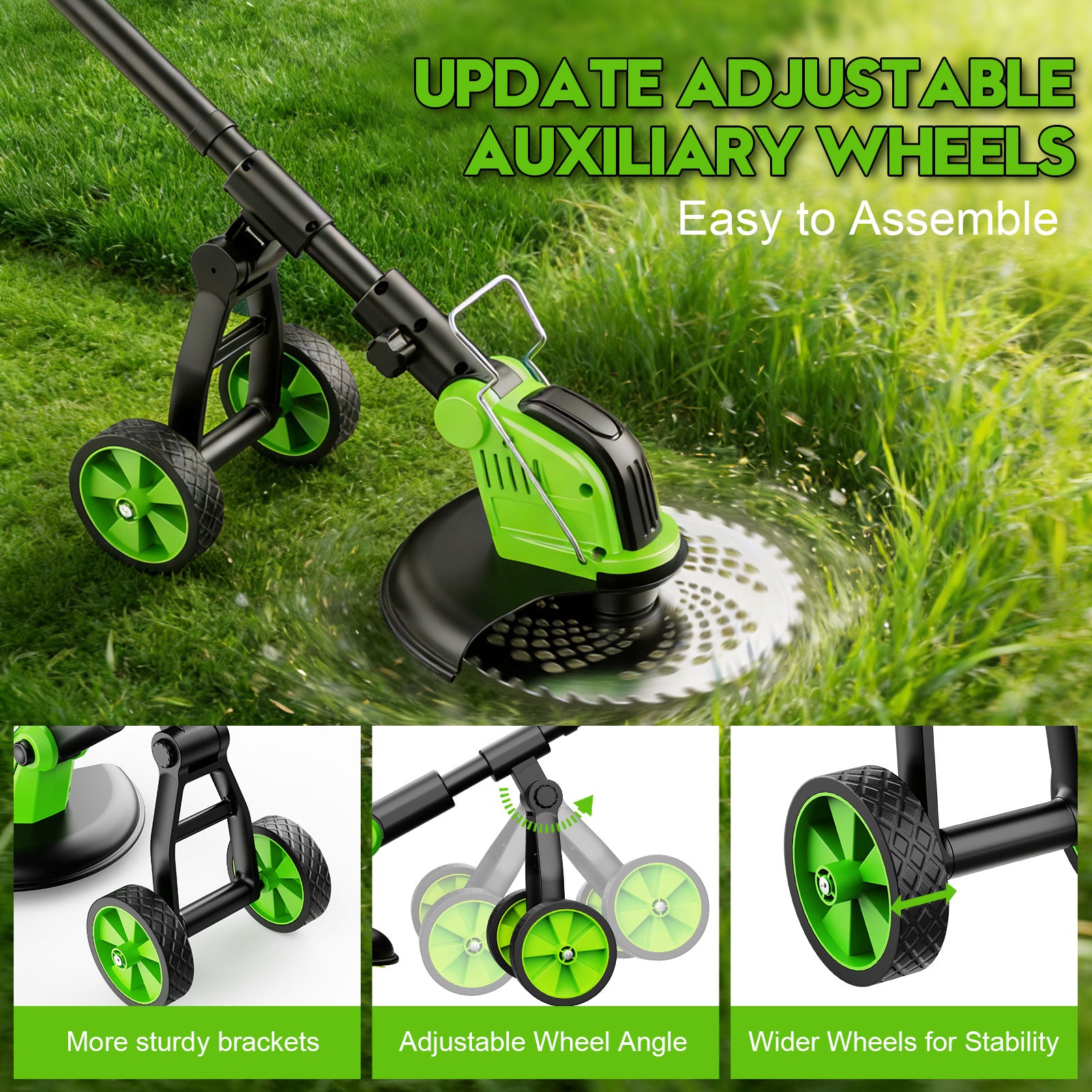 Fovendi 12-inch Electric Weed Eater, Battery Powered Weed Wacker Grass Trimmer with 2* 3.0Ah Battery and 4 Types Cutting Blades for Trimming and Edging