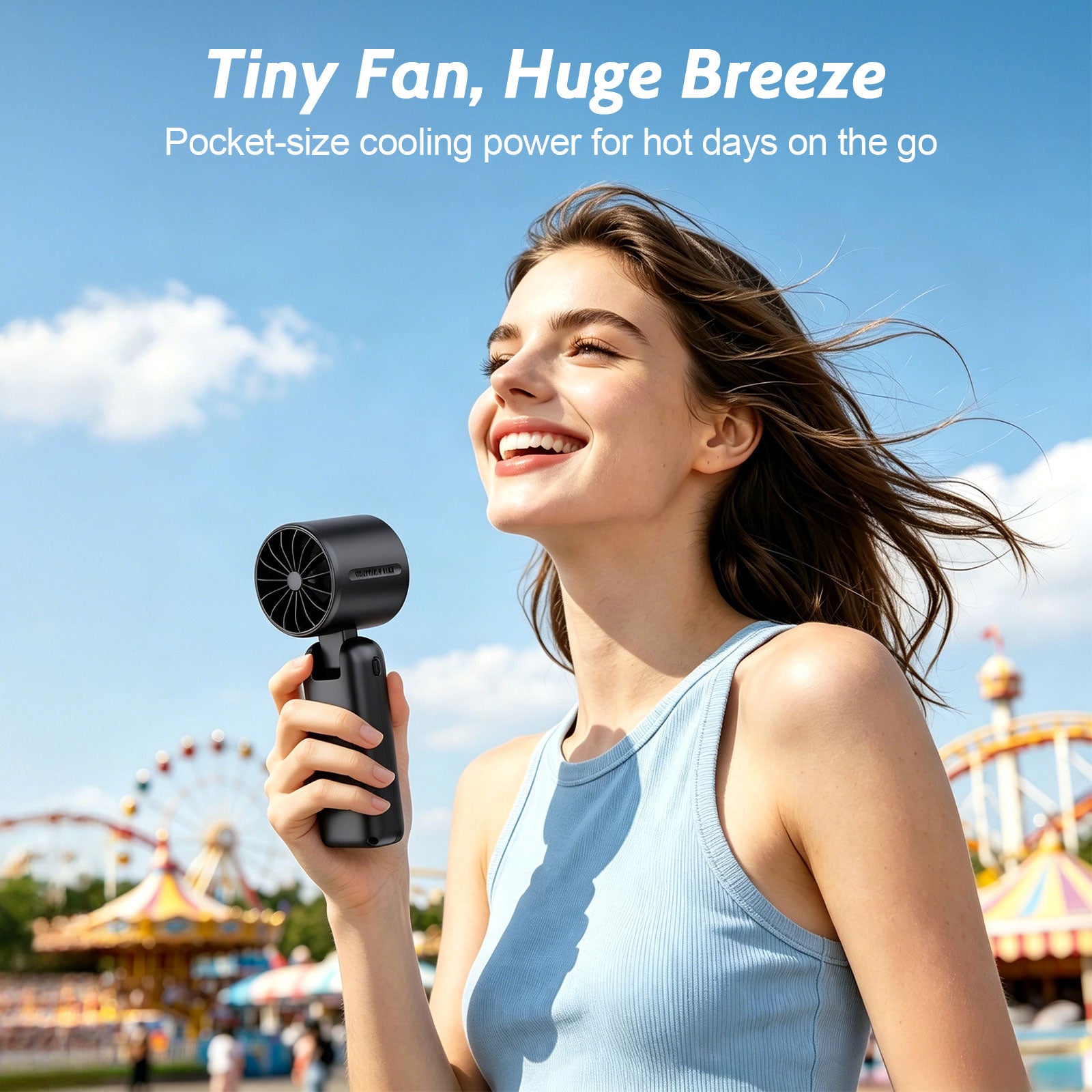 Fimilo Handheld Fan,100 Speed Portable Turbo Fan, Foldable Desktop Fan,5000mAh, USB Rechargeable, Personal Fan for Home, Office, Travel & Outdoor Beach