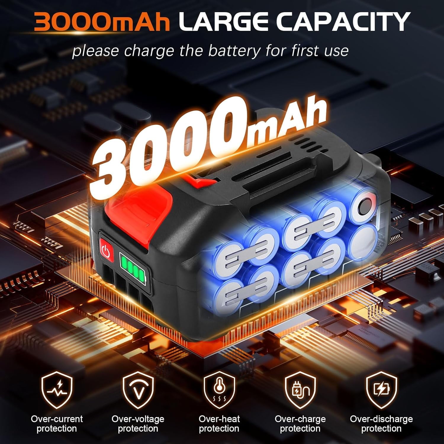 Tanbaby Cordless Pressure Washer, Portable Power Washer with 6-in-1 Adjustable Nozzle, 3.0Ah Battery and Charger for Floor Cleaning, Washing Cars, Watering Flowers