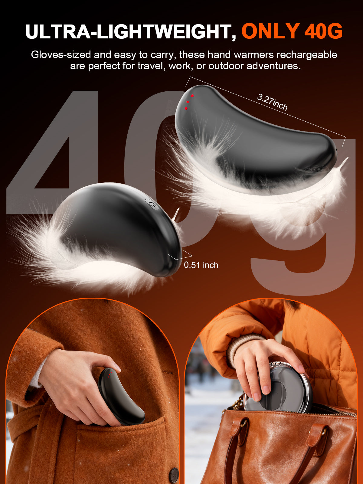 Fovendi Hand Warmers Rechargeable with Charge Case, 2 packs 10,000mAh Electric Hand Warmer, Reusable Portable Pocket Heater for Camping