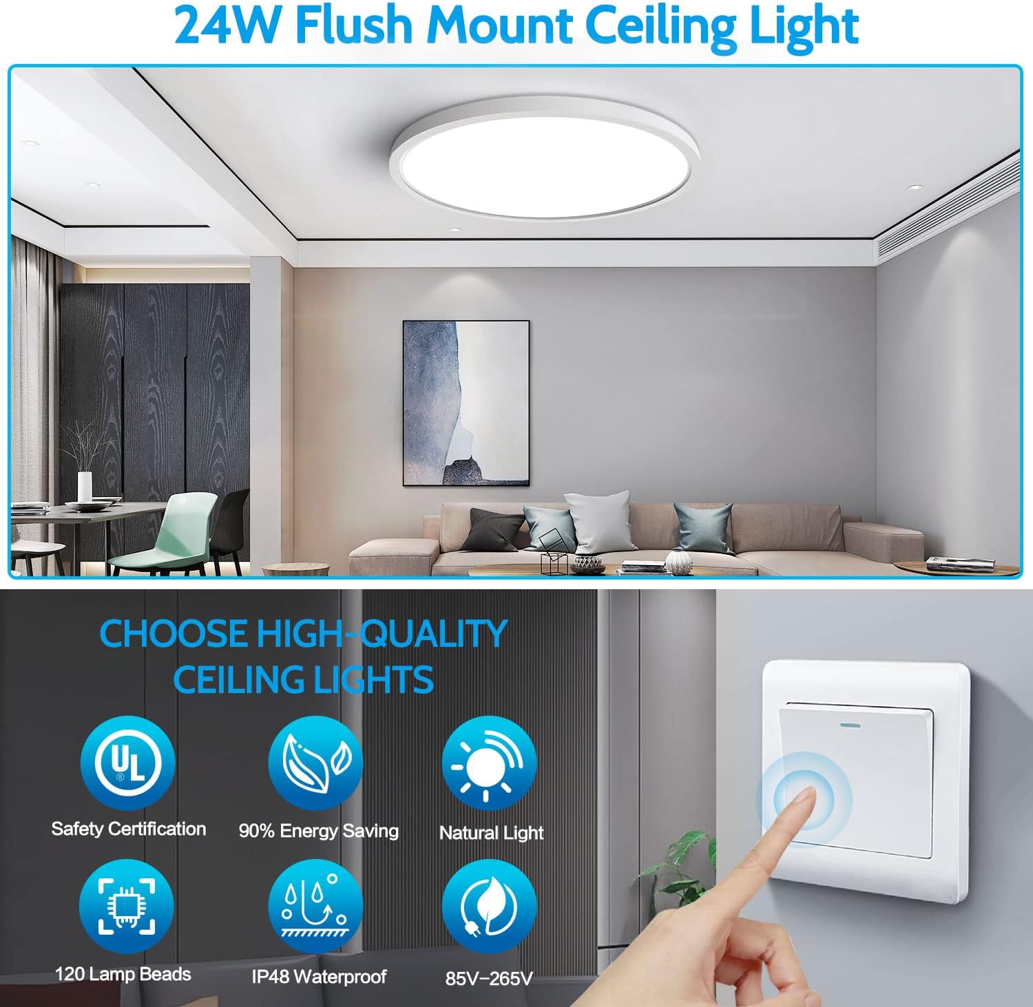 9" 24w Daylight White Ceiling Lights (2 pack)