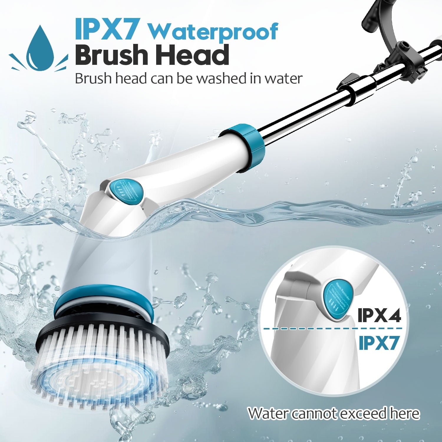 Amiluo Electric Spin Scrubber, 1500 RPM Ultra-High Speed, Cordless Bathroom Cleaning Brush with Extension Handle, 8 Replaceable Heads & Large Battery, Power Scrubber for Shower, Tub, Floor, A4/Blue