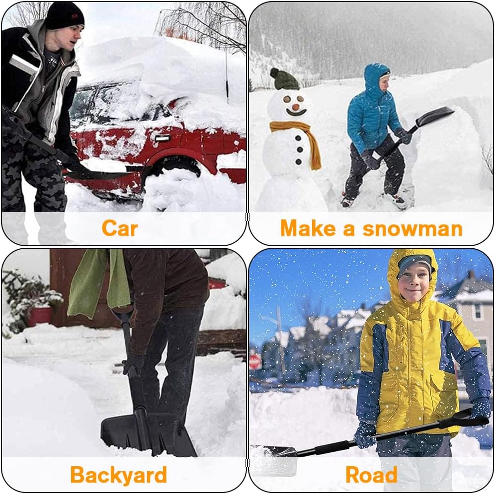 Tanbaby Snow Shovel for Driveway & Home Garage, 45 Inch Folding Snow Removal Shovel with Ergonomic D-Grip Handle, Portable Snows Shovels for Garden, Home Sidewalk, Camping and Emergencys