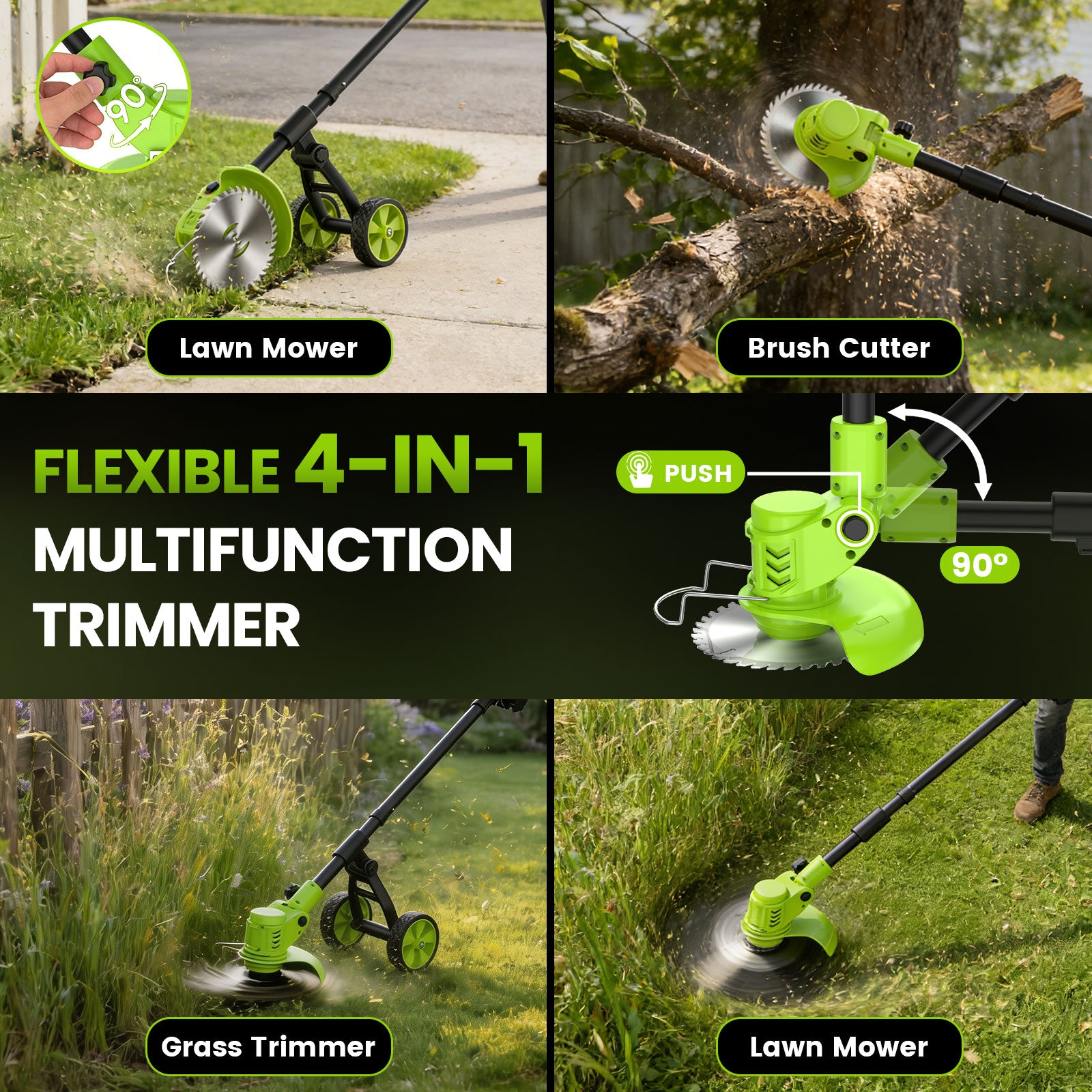 Fovendi 6 inch Weed Eaters Cordless with 2026 Upgraded Wheels, 3-in-1 Battery Powered Grass Trimmer & String Trimmer/Edger Kit for Lawn Garden Trimming