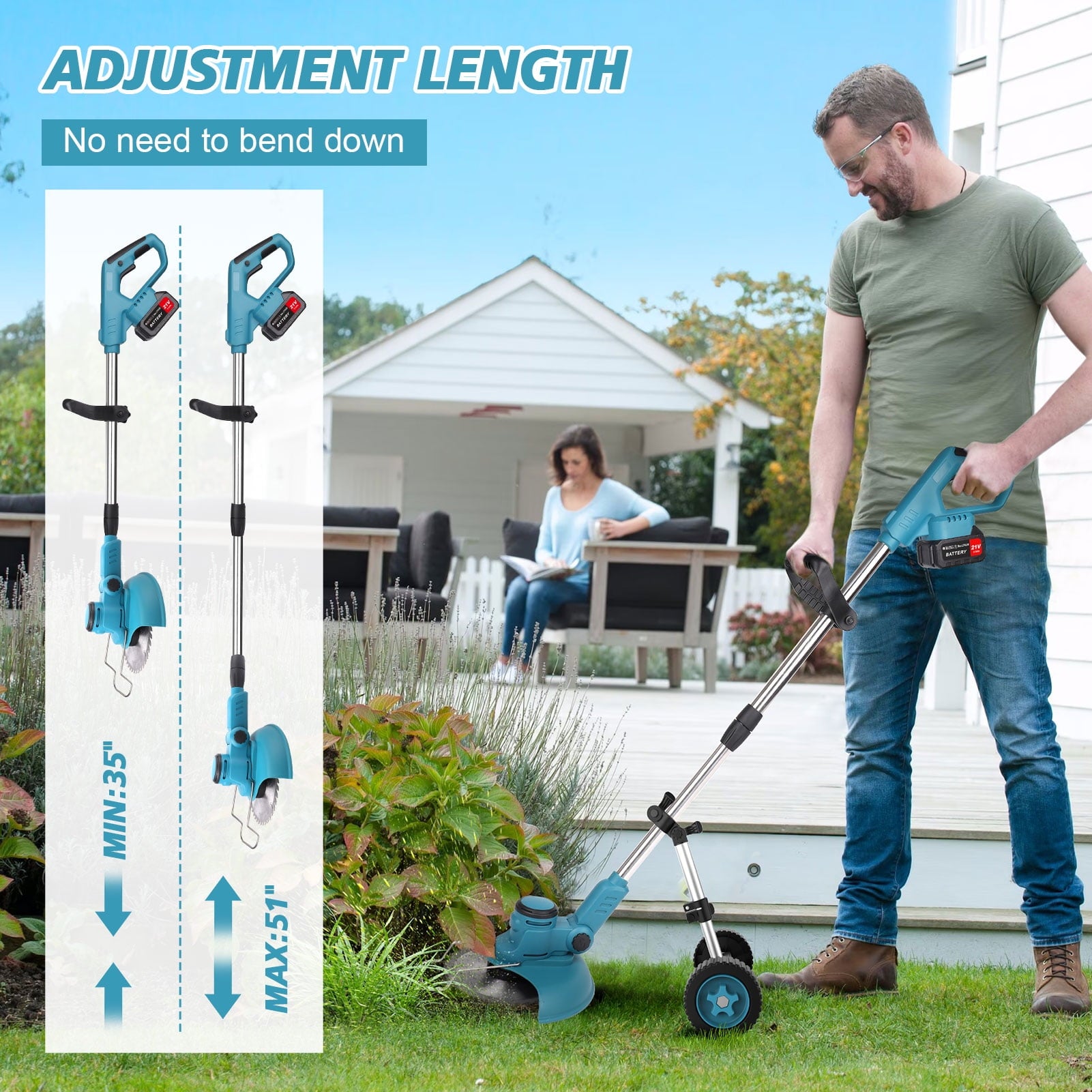 Grass Trimmer Cordless Electric String Trimmer & Edger, Tanbaby 3 in 1 Weed Wacker Kit with 3.0Ah Battery & Charger