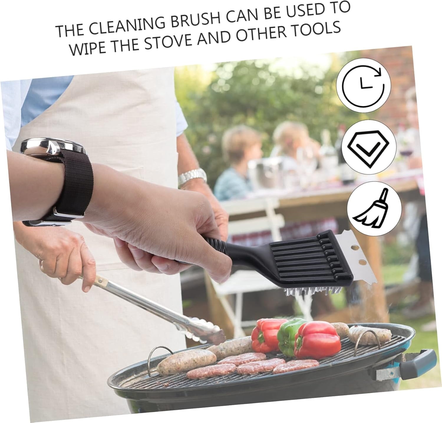 Tanbaby 8 Inch BBQ Grill Brush for Outdoor Grill and Scraper, Stainless Steel Cleaning Brush, Gift for Men/Dad BBQ Brush