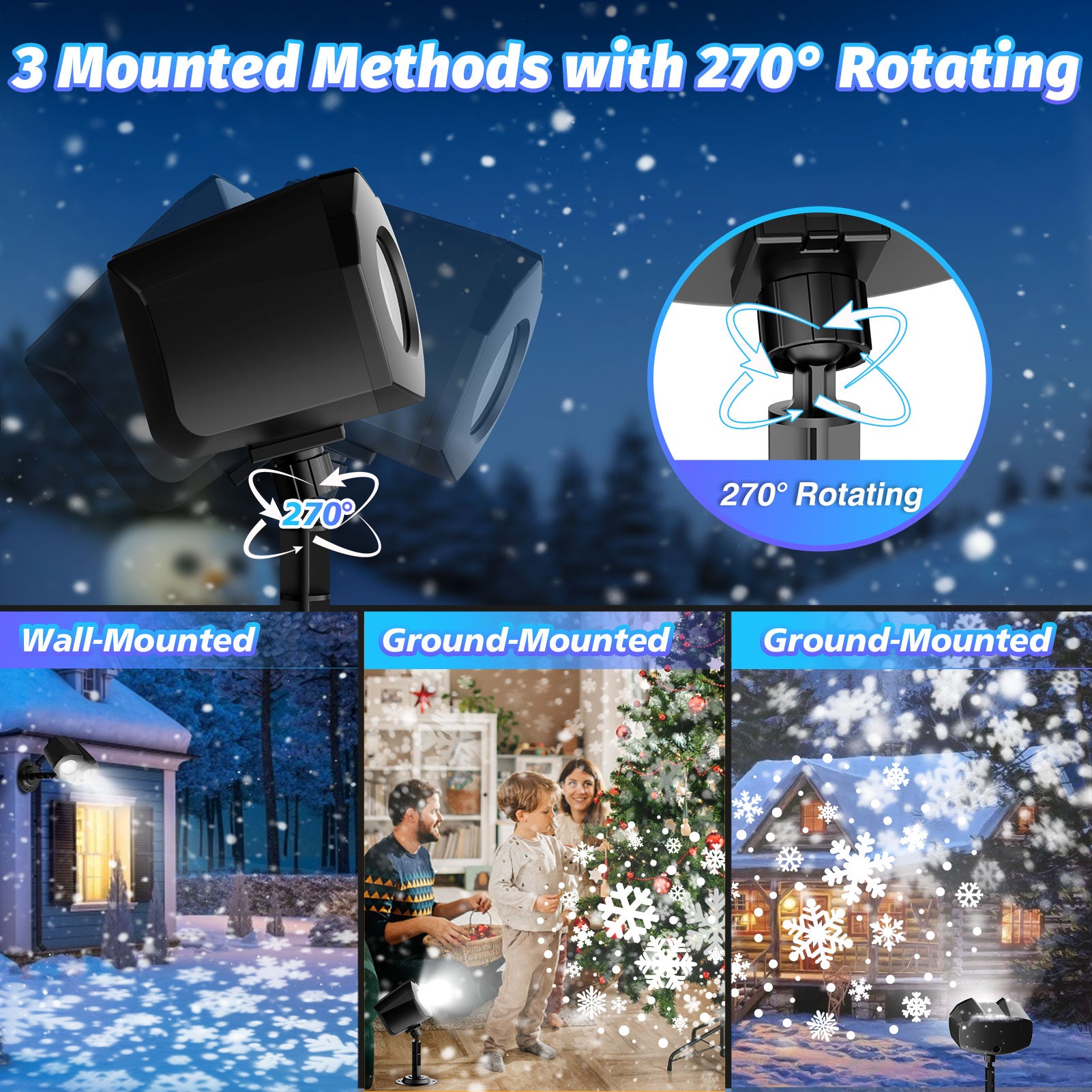 Snowflake Projector Lights, Tanbaby LED Snowfall Projector, Remote Control Timing IP65 Waterproof, Snowflakes Landscape Light for Xmas Holiday Party Decorations ﻿