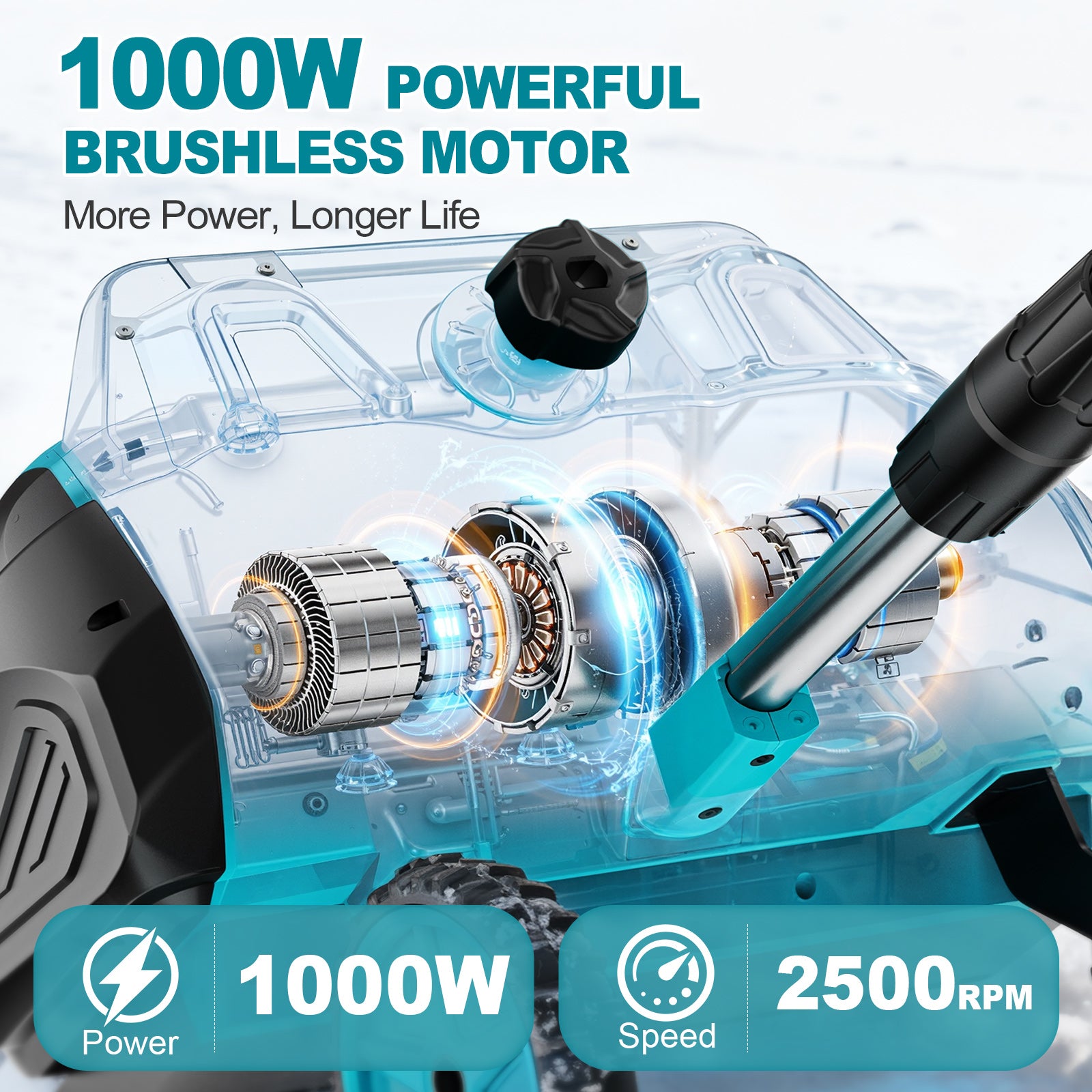 Fovendi 16-inch Cordless Snow Shovel Electric Snow Blower with Directional Plate, 4.5Ah Battery & Quick Charger Included for Driveway & Sidewalks