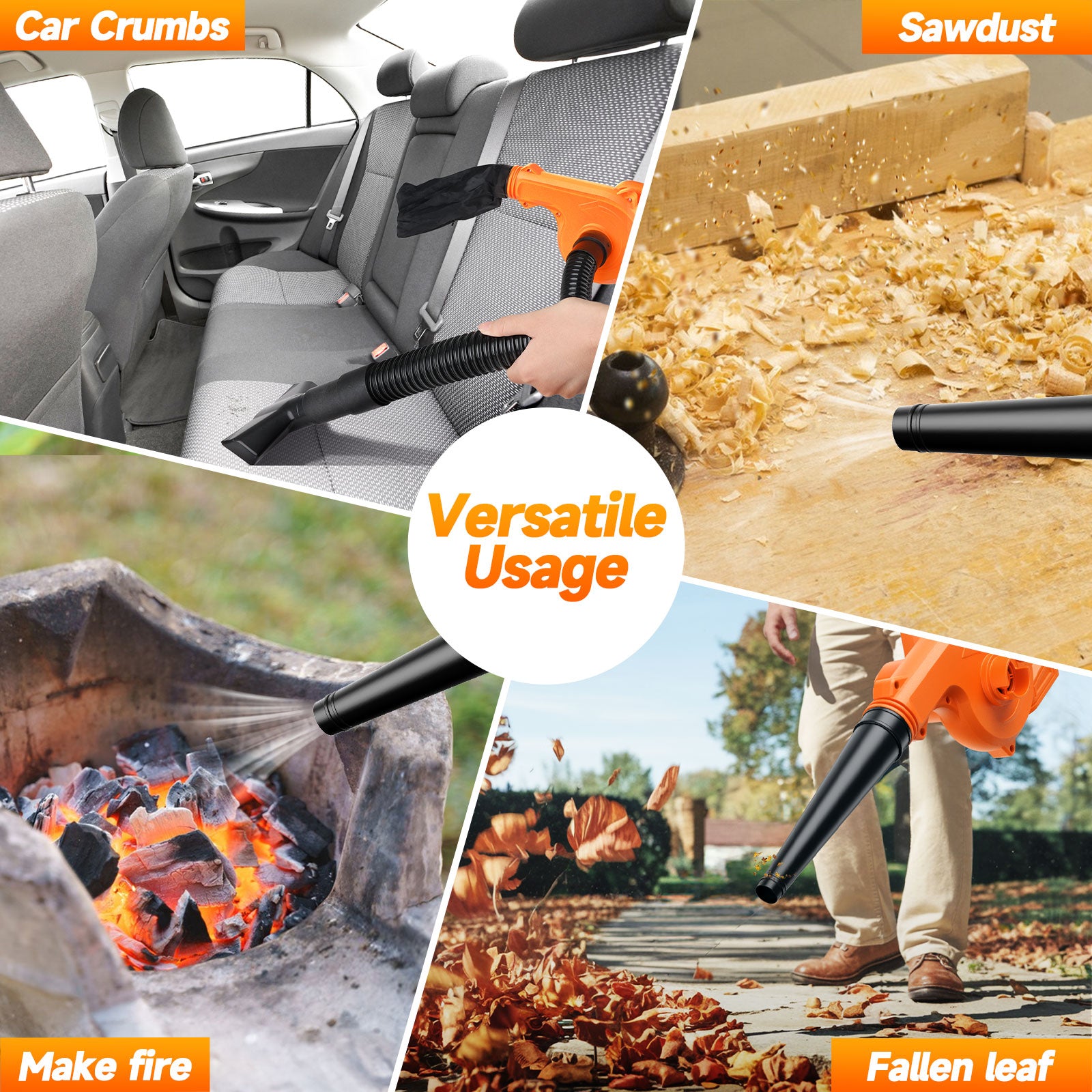 Fovendi Mini Leaf Blower Cordless with 2 Battery and Charger, 2-in-1 Handheld Electric Vacuum & Blow for Pet Hair,Crumb,Dust Cleaning