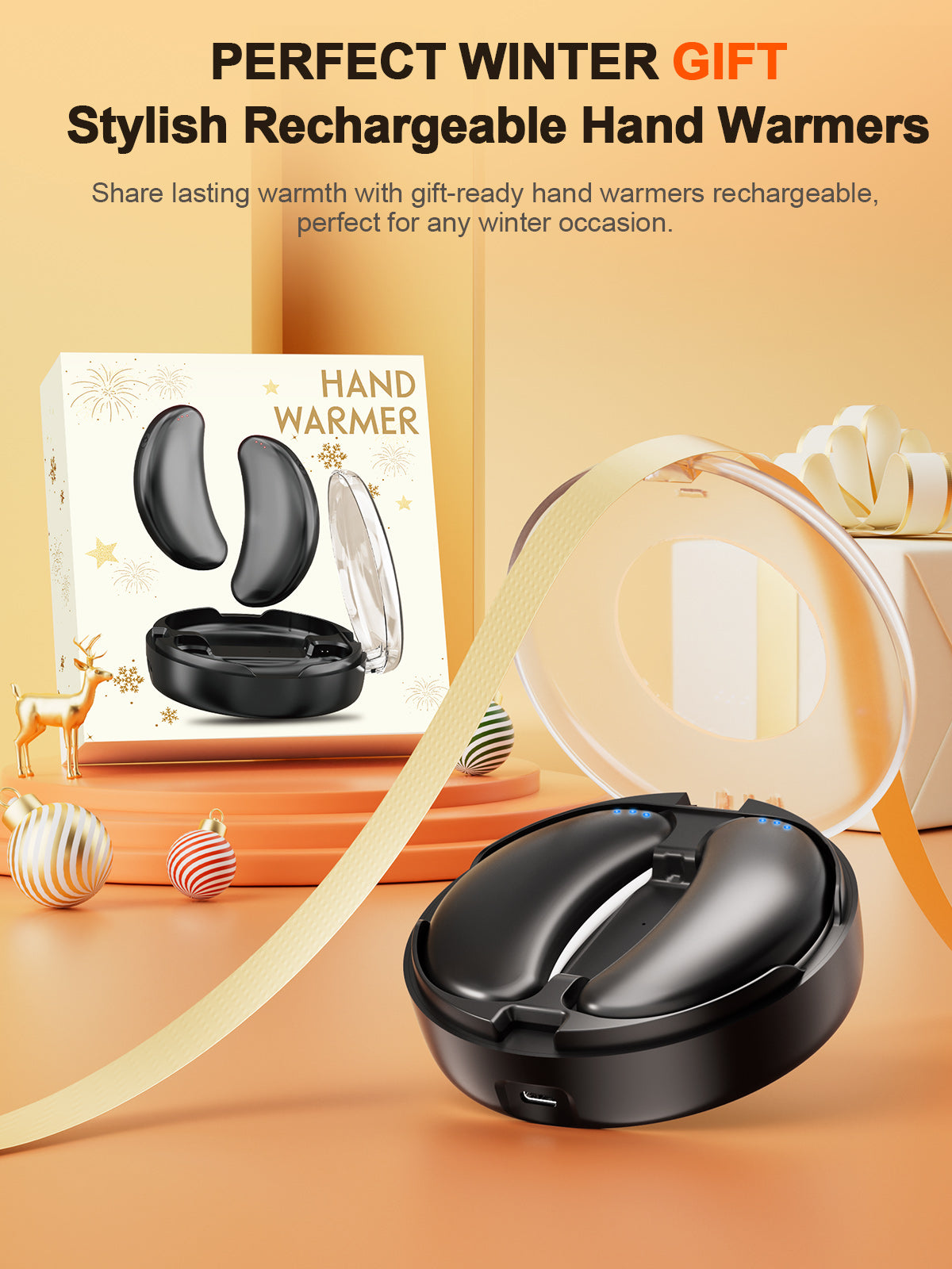 Fovendi Hand Warmers Rechargeable with Charge Case, 2 packs 10,000mAh Electric Hand Warmer, Reusable Portable Pocket Heater for Camping