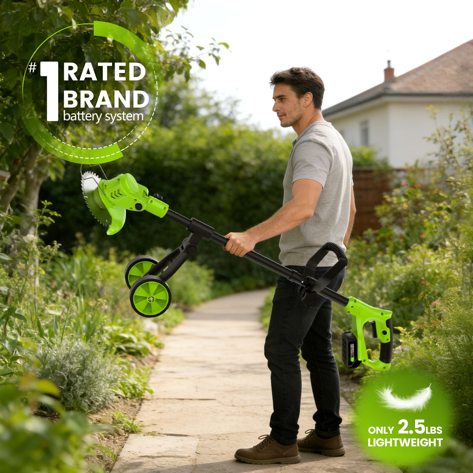 Fovendi 6 inch Weed Eaters Cordless with 2026 Upgraded Wheels, 3-in-1 Battery Powered Grass Trimmer & String Trimmer/Edger Kit for Lawn Garden Trimming