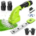 Fovendi Cordless Hedge Trimmer, 2 in 1 Handheld Grass Shear & Shrubbery Trimmer with 2 ×12V Battery and Charger for Garden, Lawn