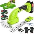 Fovendi Hedge Trimmer Cordlesss,2-in-1 Handheld Grass Shears,21V Electric Shrub Cutter with 2 Rechargeable Battery for Garden, Lawn, Yard