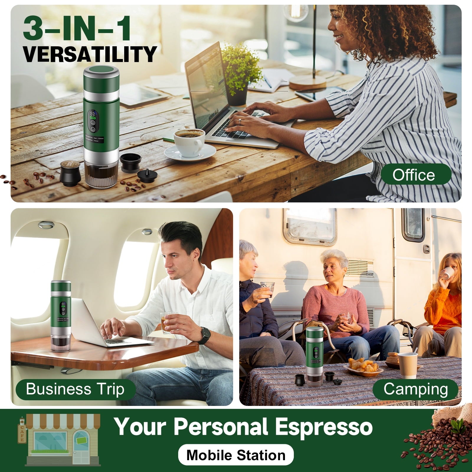 Portable Coffee Machine with 2 Removable Batteries 15,000mAh, USB-C Espresso Machine, Camping Coffee Makers, Electric Coffee Maker for Camping & Travel, 80ml Hot/Cold Coffee