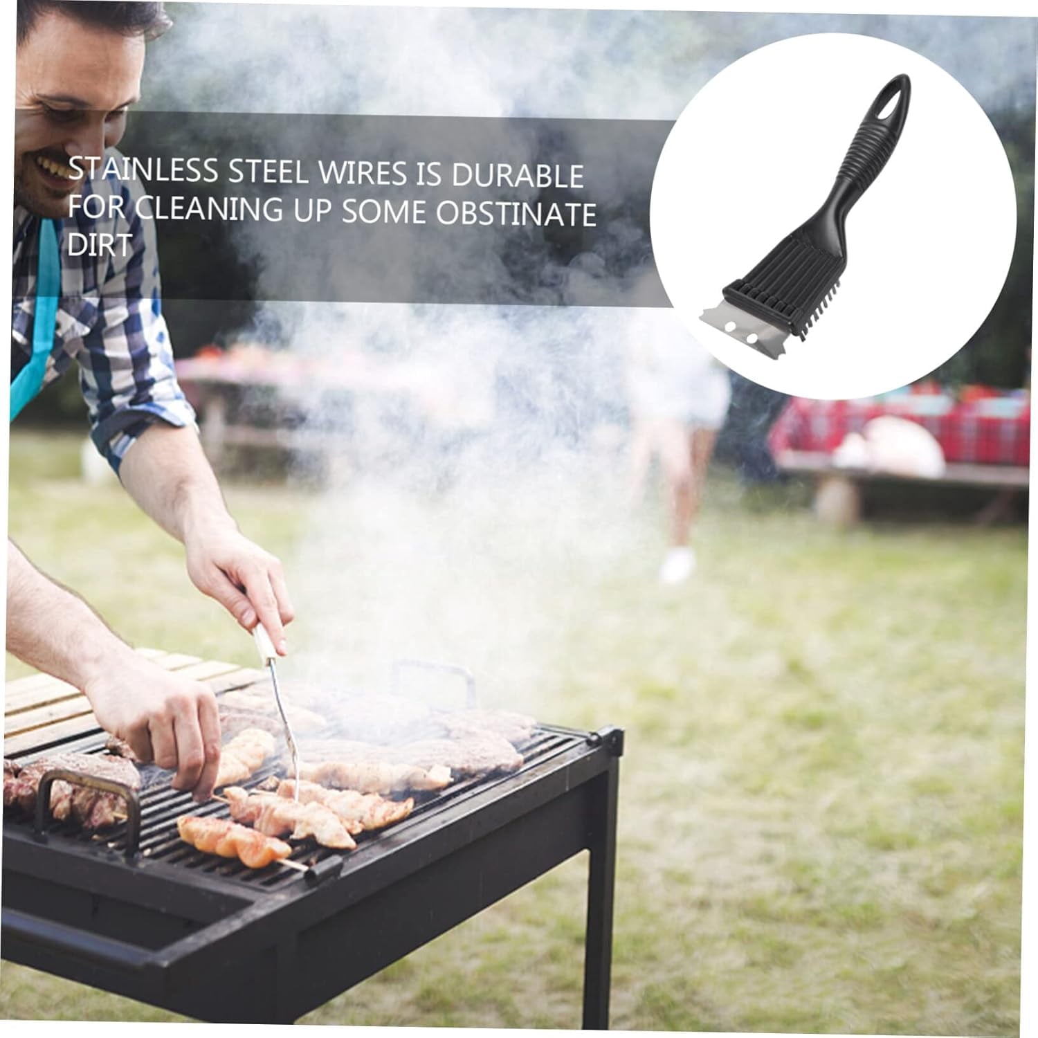 Tanbaby 8 Inch BBQ Grill Brush for Outdoor Grill and Scraper, Stainless Steel Cleaning Brush, Gift for Men/Dad BBQ Brush