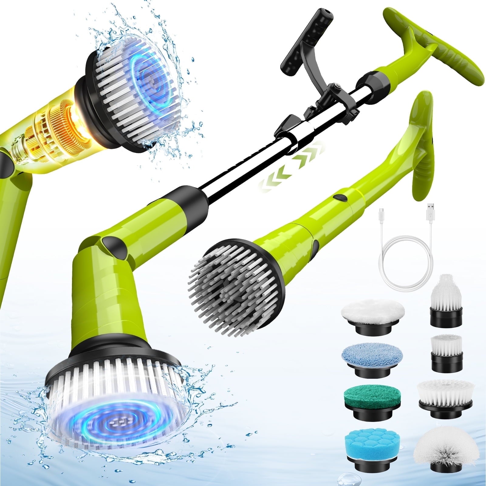 Amiluo Electric Spin Scrubber 600RPM Cordless Cleaning Brush 8 Repla