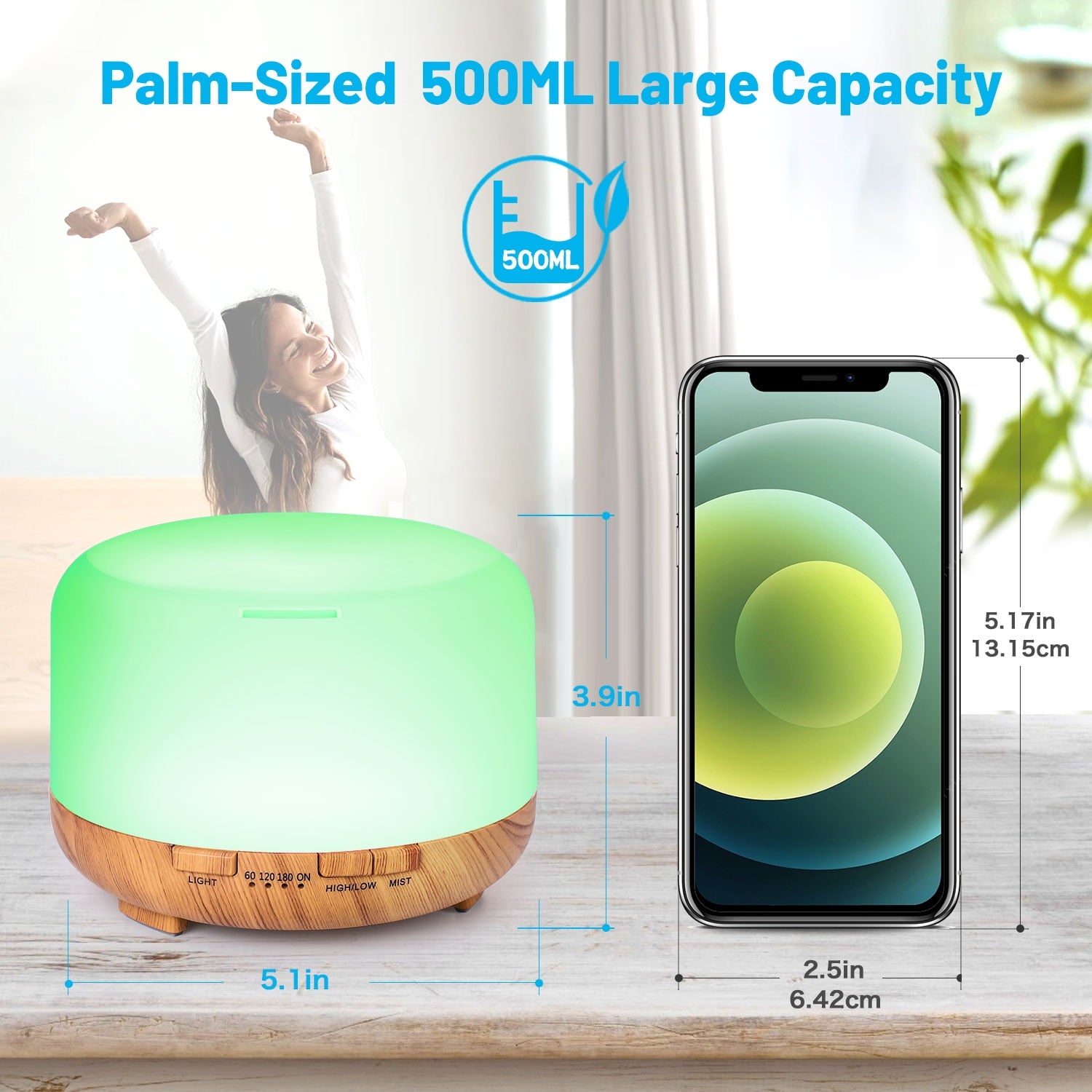 Fimilo 500ml Aroma Diffuser with 6*10ml Essential Oil with Remote Control for Large Room Home Office Car, Aromatherapy Fragrant Oil Air Humidifier Vaporizer for Gift