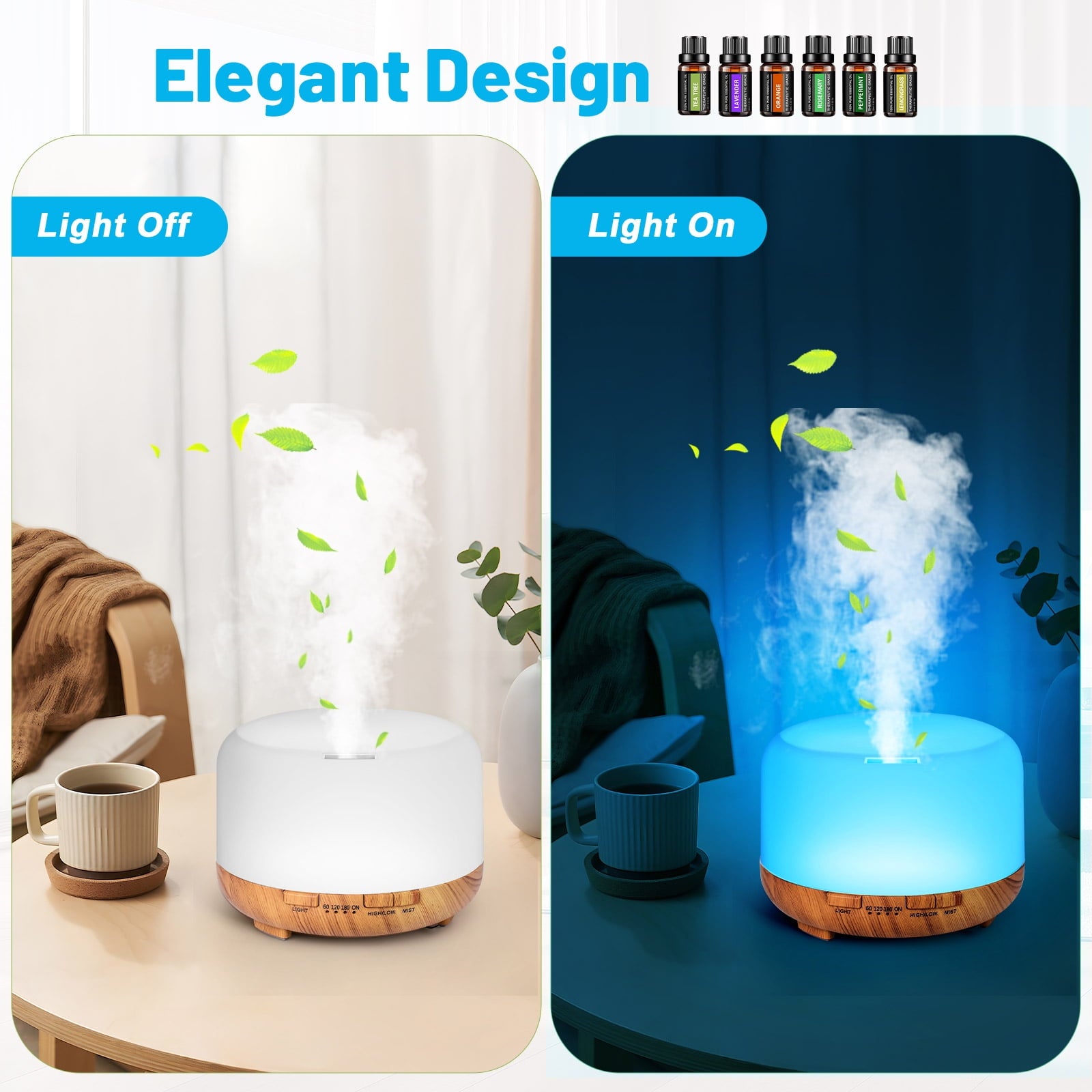 Fimilo 500ml Aroma Diffuser with 6*10ml Essential Oil with Remote Control for Large Room Home Office Car, Aromatherapy Fragrant Oil Air Humidifier Vaporizer for Gift