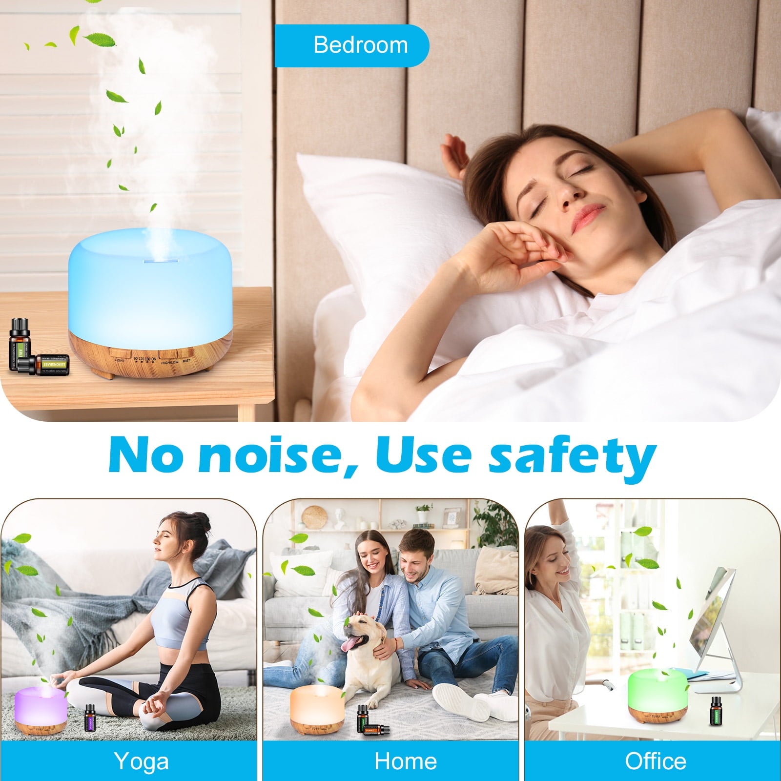 Fimilo 500ml Aroma Diffuser with 6*10ml Essential Oil with Remote Control for Large Room Home Office Car, Aromatherapy Fragrant Oil Air Humidifier Vaporizer for Gift