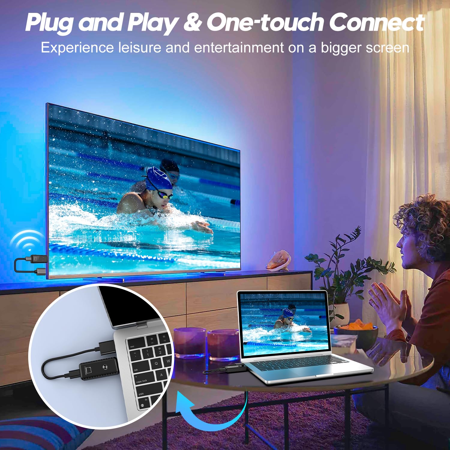 Fovendi Wireless HDMI Transmitter and Receiver, 4K Extender Connection Kit Support 2.4/5.8Ghz 100Ft for Laptop/Pc/Tv Box/Camera/Projector