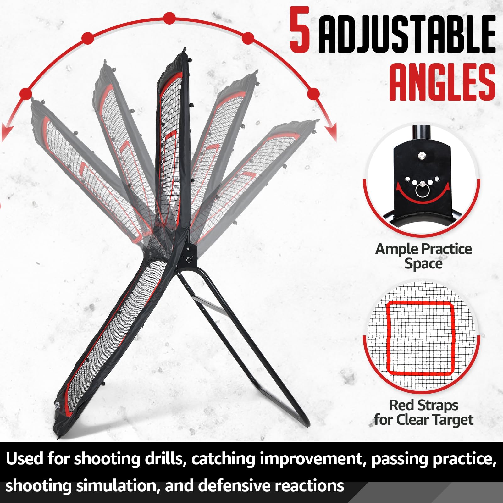 Kidovin Lacrosse Rebounder, 4 X 7 ft Softball Net with 5 Adjustable Angles & Target Strip, Baseball Net for Hitting and Pitching